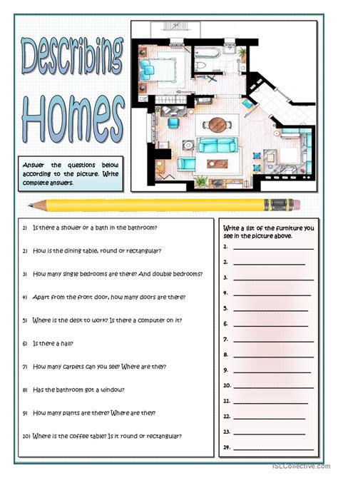 Describing Homes Picture Description English Esl Worksheets Pdf And Doc