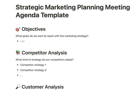 Strategic Marketing Planning Meeting Agenda Template