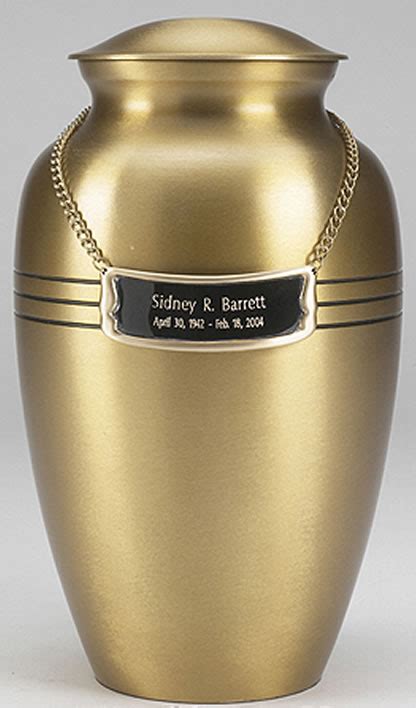 Classic Brushed Brass Cremation Urn And Case Memorial Urns