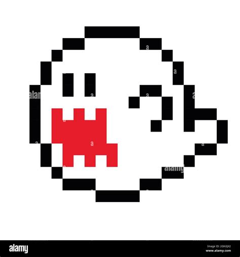 Halloween Ghost Pixel Art Isolated On White Background Bit Icon Ghost