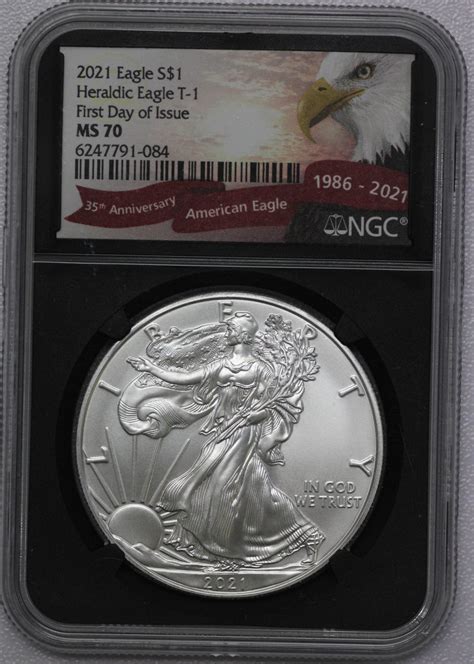 2021 Silver Eagle Type 1 Ngc Ms70 Black Eagle Holder First Day Of