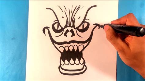 How To Draw A Scary Monster Face Halloween Drawing Lesson Halloween