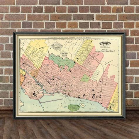 Montreal Map Vintage Map Of Montreal Montreal Map Etsy Of Montreal