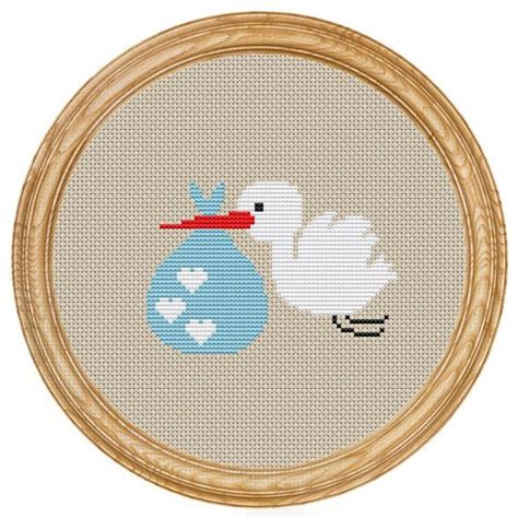 Cross Stitch Pattern Pdf Stork Baby Dd0042 By Happystitches4you 500