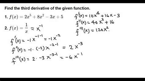 Finding Third Derivative Youtube