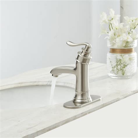 Bwe Brushed Nickel Single Hole 1 Handle Bathroom Sink Faucet With Drain