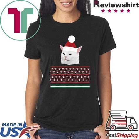 Christmas Ugly Sweater Cheeky Table Dinner Cat Dank Meme T Shirt