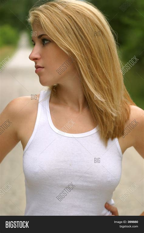 Busty Blond Tank Top Image Photo Free Trial Bigstock