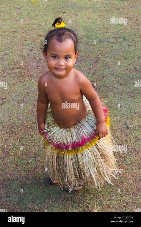 Little Yapese Girl In Traditional Clothing At Yap Day Festival Yap