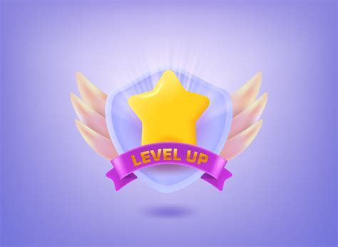 Level Up Concept Rating Badge 3d Vector Illustration With Golden Star