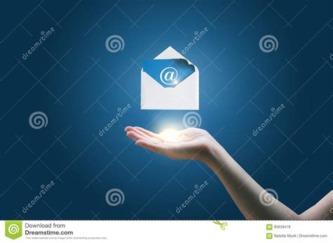In Businesswoman Hand The Envelope With The Electronic Message Stock