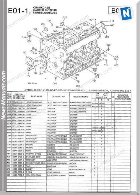 Kubota Engine V1505 Bb Ec 1 Parts Manuals