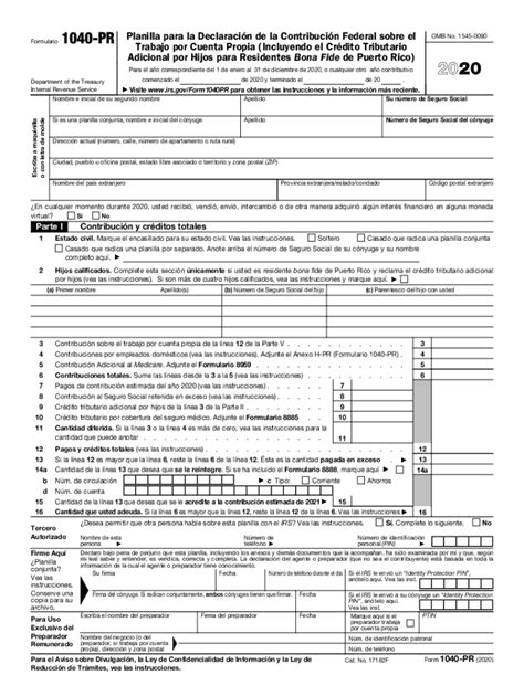2020 2022 Form Irs 1040 Pr Fill Online Printable Fillable Blank
