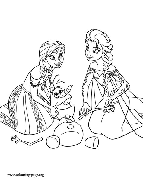 By best coloring pagesdecember 27th 2016. Frozen - Anna and Elsa rearranging the snowy parts of Olaf ...