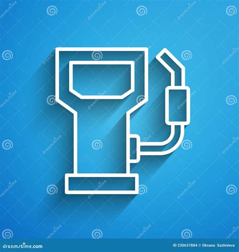 White Line Petrol Or Gas Station Icon Isolated On Blue Background Car