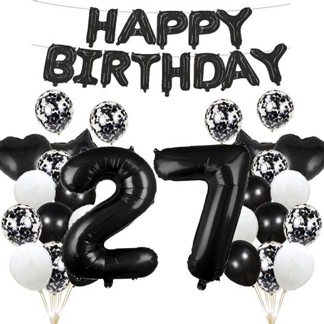 Glzlmm 27th Birthday Balloon 27th Birthday Decorations Black 27 Balloons Happy 27th
