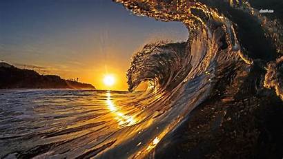 Waves Beach Desktop Cool Backgrounds Sunsets Sunset