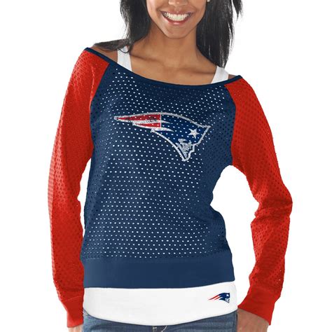Womens New England Patriots Navy Bluered Holey Long Sleeve T Shirt And Tank Top
