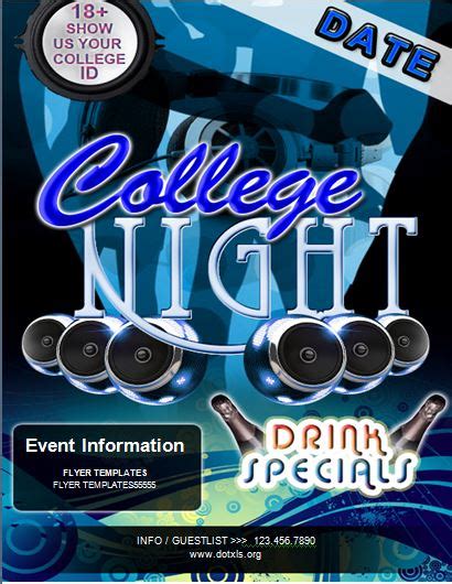 College Night Party Flyer Template Word And Excel Templates