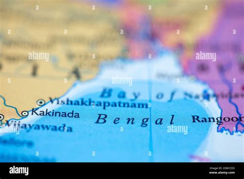 Shallow Depth Of Field Focus On Geographical Map Location Of Bay Of