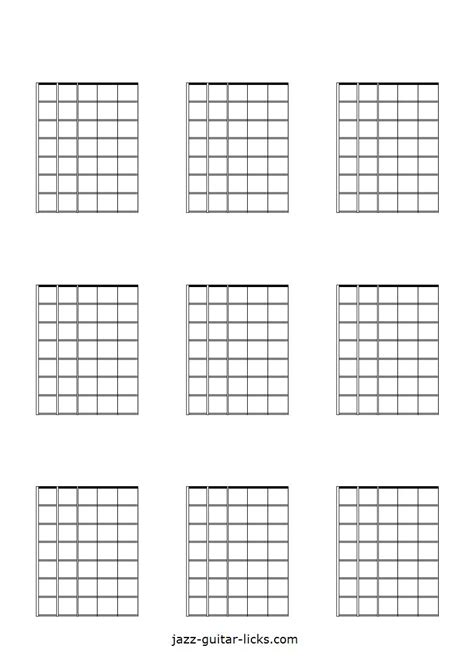 Printable Blank Guitar Neck Diagrams Chord Scale Charts Basic Guitar Notes Bass Guitar