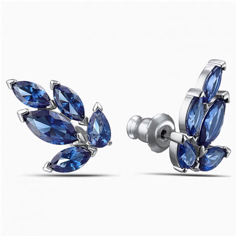 Swarovski Louison Stud Pierced Earrings Blue Rhodium Plating