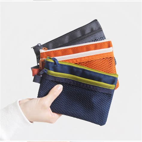 Dash And Dot Double Pocket Mesh Zipper Pouch Small Fallindesign