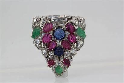 Sapphire Carved Ruby Deco Platinum Emerald Diamond