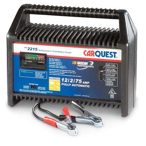 Put the charger in a place where cables aren't going to be in the way and there is open space around the charger. CarQuest® 75/12/2 Fully Automatic Battery Charger - 578409 ...