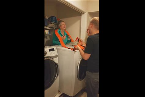 Grandma Gets Stuck Behind Dryer And Its Hilarious