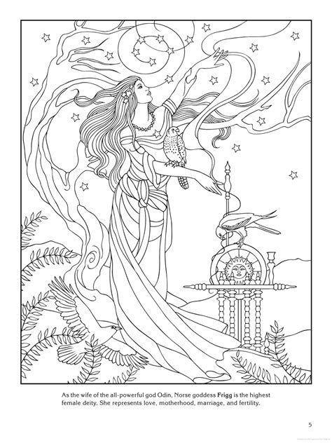 Goddess coloring page - Frigg (Norse) | Coloring books, Coloring pages, Coloring pages for grown ups