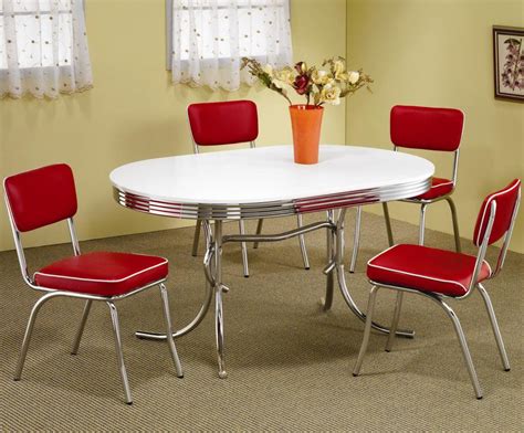 Round kitchen tables are ideal if you have little space since these provide more flexibility a small kitchen table and chairs in a bright metallic shade can really liven up a room. Red Kitchen Table And Chairs Set - Decor Ideas