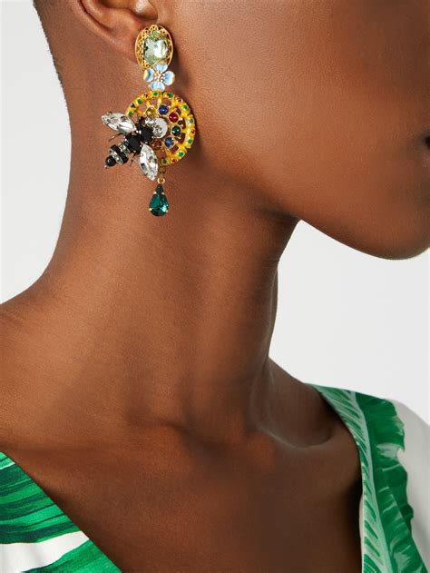 majolica crystal embellished earrings dolce and gabbana matchesfashion… designer fashion
