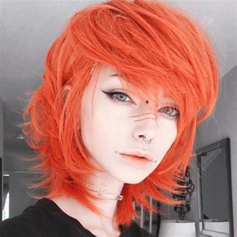 Dicker Pony Cheveux Oranges Heavy Bangs Corte Y Color Girl Haircuts