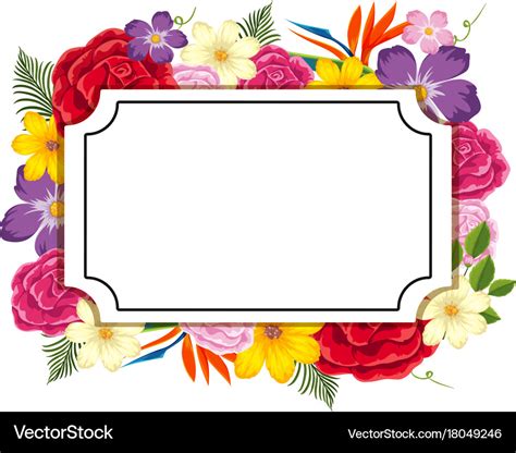 Border Template With Colorful Flowers Royalty Free Vector