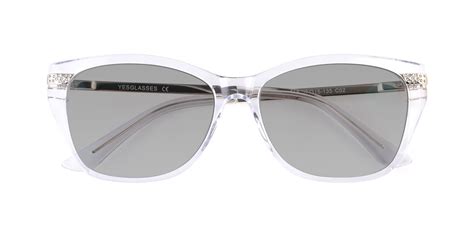 Clear Hipster Acetate Cat Eye Tinted Sunglasses With Light Gray Sunwear Lenses 17515