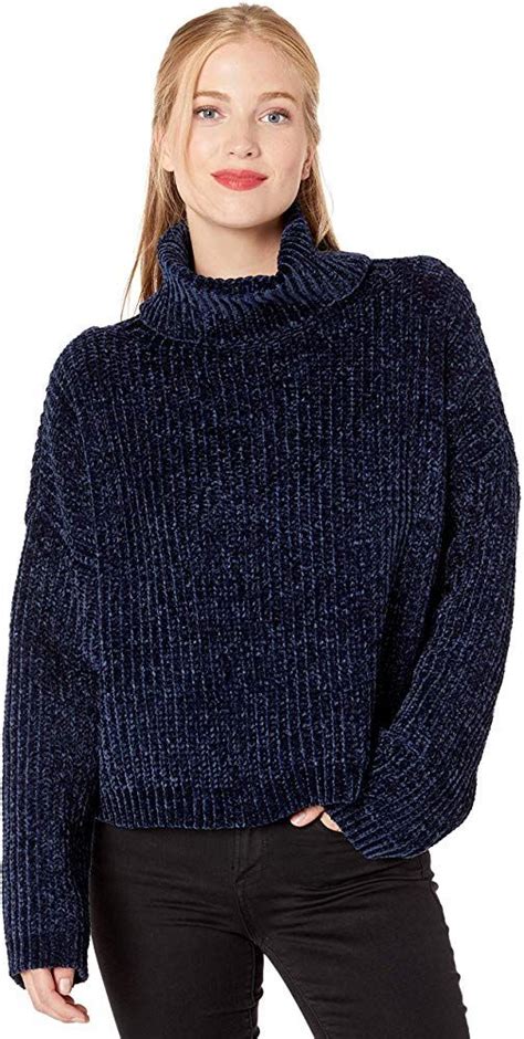 Blanknyc Womens Chenille Turtleneck Sweater Indigo Xs At Amazon