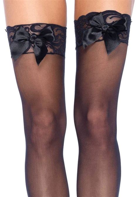 Satin Bow Thigh Highs Womens Tights And Hosiery Leg Avenue