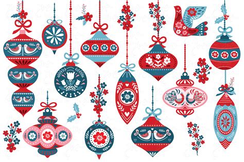Scandinavian Christmas Ornaments Set By Yenzarthaut Thehungryjpeg