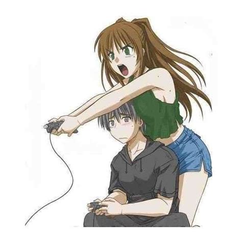 Anime Couple Playing Video Games Liked On Polyvore