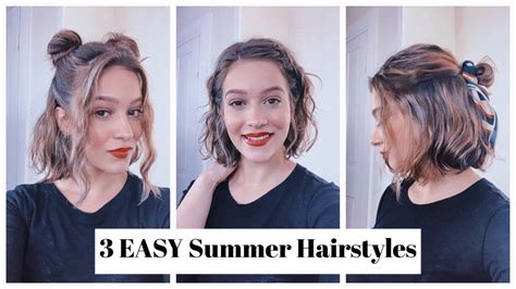 3 Easy Spring And Summer Hairstyles For Wavy Shortmedium Hair Youtube