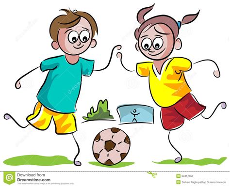 Kids Playing Football Stock Vector Image 50467558