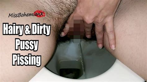 Hairy And Dirty Pussy Pissing On Dirty Wc Close Up Pussy Lips Spreading Pee Fetish