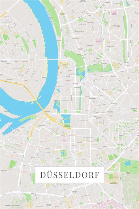 Map Of Dusseldorf Color ǀ Maps Of All Cities And Countries For Your Wall