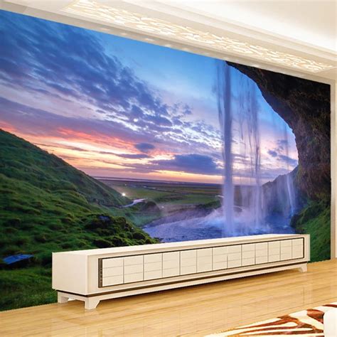 Buy 3d Wallpaper Beautiful Sunset Waterfall Photo Wall