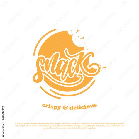 Snack Lettering Logo Design With Potato Crackers In Background Vector