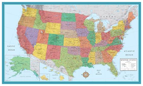 Swiftmaps 48x78 Huge United States Usa Classic Elite Wall Map Poster