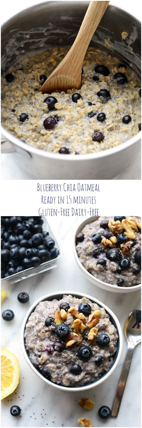 Blueberry Chia Oatmeal 5 Ingredients Gluten Free Dairy Free