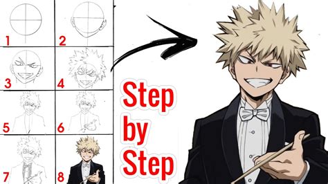 How To Draw Katsuki Bakugou From My Hero Academia Step By Step Drawing Youtube