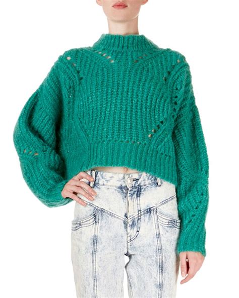 Irren Mock Neck Cropped Chunky Knit Sweater Chunky Knits Sweater
